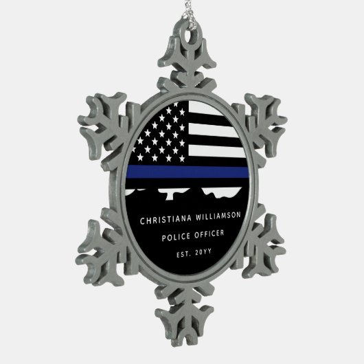 Abschluss der Polizeiakademie für Zollpolizei Schneeflocken Zinn-Ornament (Links)