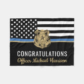 Abschluss der Polizeiakademie Thin Blue Line Flag Fleecedecke (Vorderseite (Horizontal))