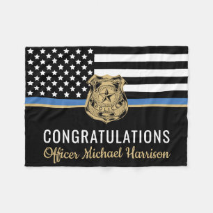 Abschluss der Polizeiakademie Thin Blue Line Flag Fleecedecke