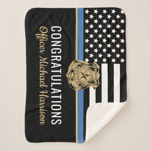 Abschluss der Polizeiakademie Thin Blue Line Flag Sherpadecke (Vorderseite)