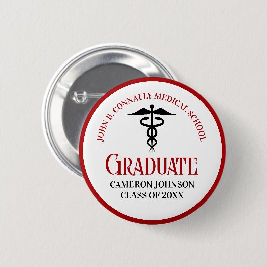 Abschluss der Red Black Medical School Button (Vorne & Hinten)