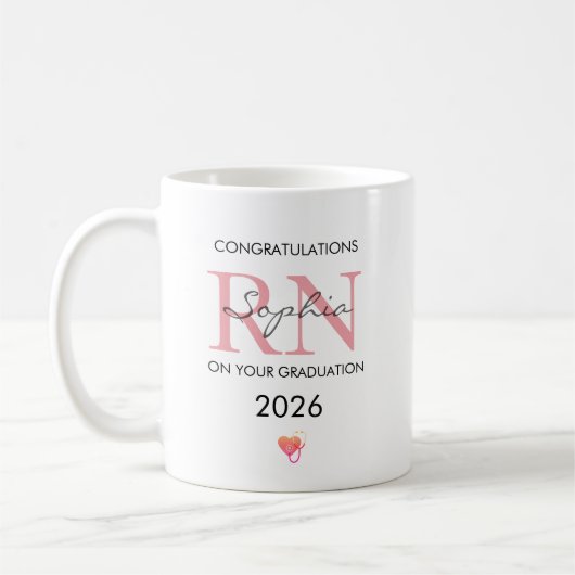 Abschluss der RN-Ausbildung Personalisierter Name Kaffeetasse (Links)