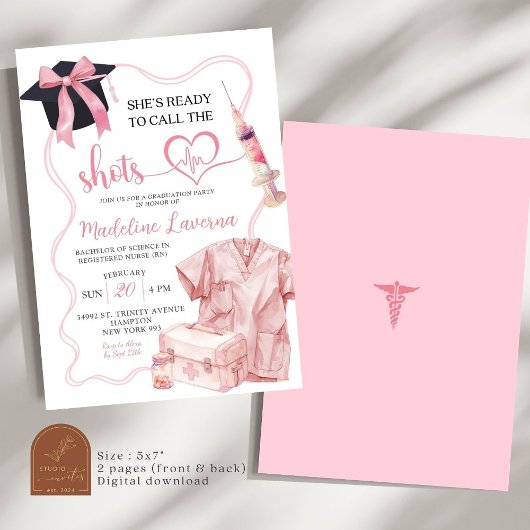 Abschluss der rosa Bow-Medizin Einladung