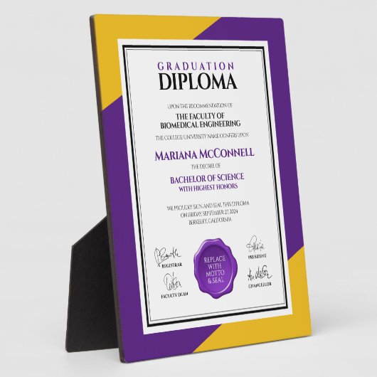 Abschluss der Uni der lila Gold School Fotoplatte (Seite)