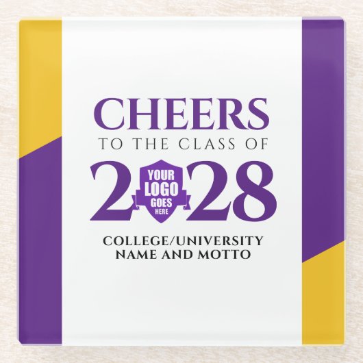 Abschluss der Uni der lila Gold School Glasuntersetzer (Vorderseite)