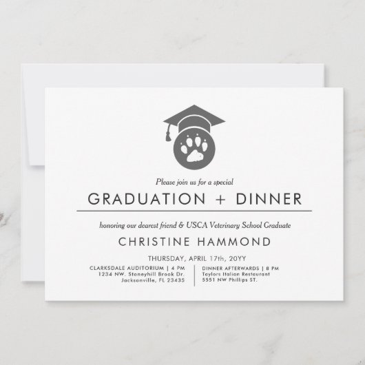 Abschluss der Veterinärschule | Minimalistische Ei Einladung (Vorderseite)