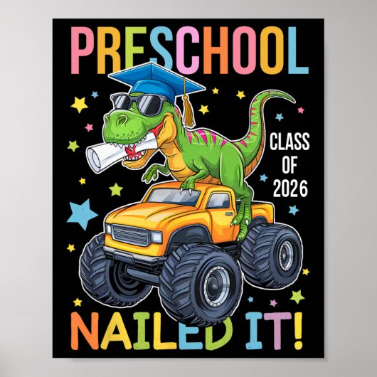 Abschluss der Vorschule Klasse 2025 Absolvent Dino Poster (Vorne)