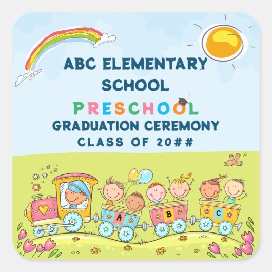 Abschluss der Vorschulstufe Quadratischer Aufkleber (Vorderseite)