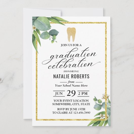 Abschluss der Zahnarztschule Einladung (Vorderseite)