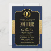Abschluss der Zahnarztschule Navy Blue & Gold Dent Einladung (Vorderseite)