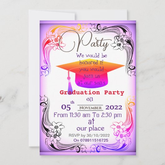 Abschluss des Abschlusses Einladung (Vorderseite)