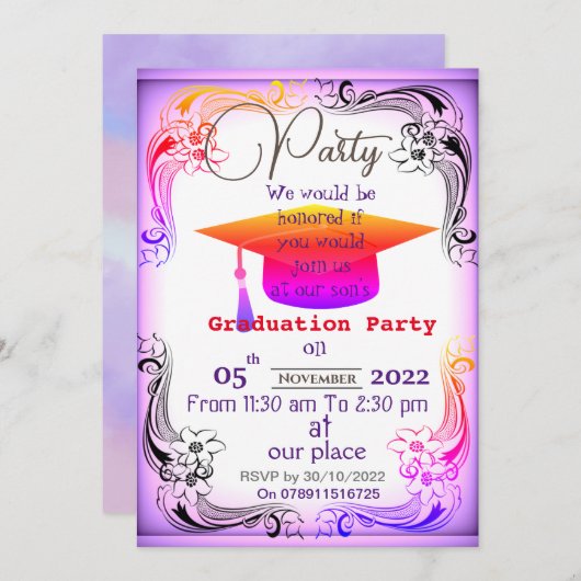 Abschluss des Abschlusses Einladung (Vorne/Hinten)