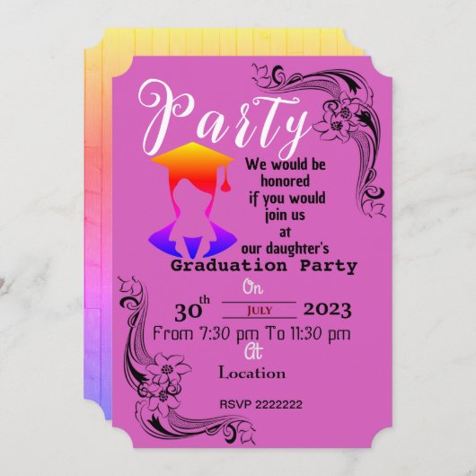 Abschluss des Abschlusses Einladung (Vorne/Hinten)