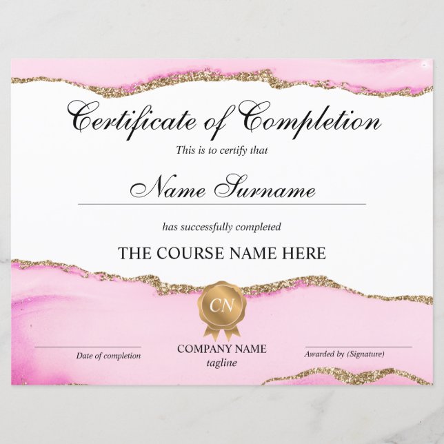 Abschluss des Abschlusszertifikats (Vorderseite)