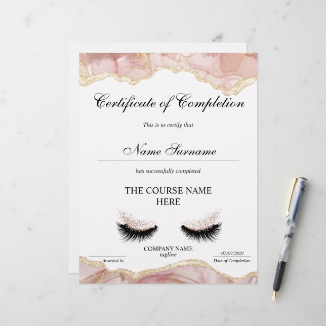 Abschluss des Abschlusszertifikats (Vorderseite/Rückseite Beispiel)