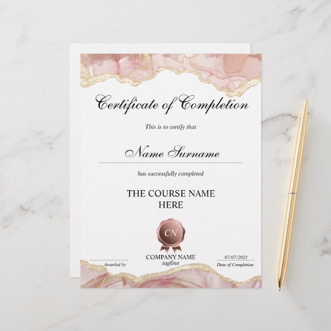 Abschluss des Abschlusszertifikats (Vorderseite/Rückseite Beispiel)