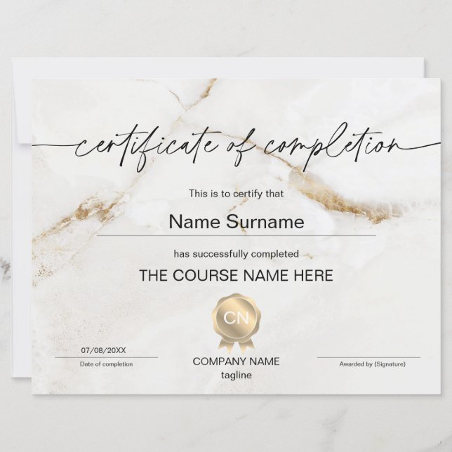 Abschluss des Abschlusszertifikats (Vorderseite)