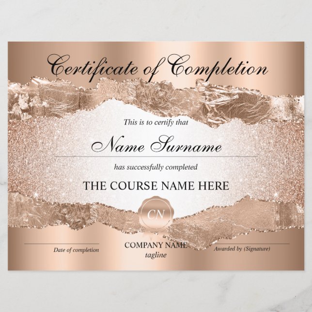 Abschluss des Abschlusszertifikats (Vorderseite)