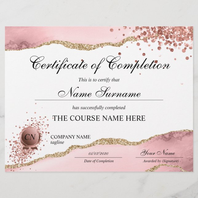 Abschluss des Abschlusszertifikats (Vorderseite)