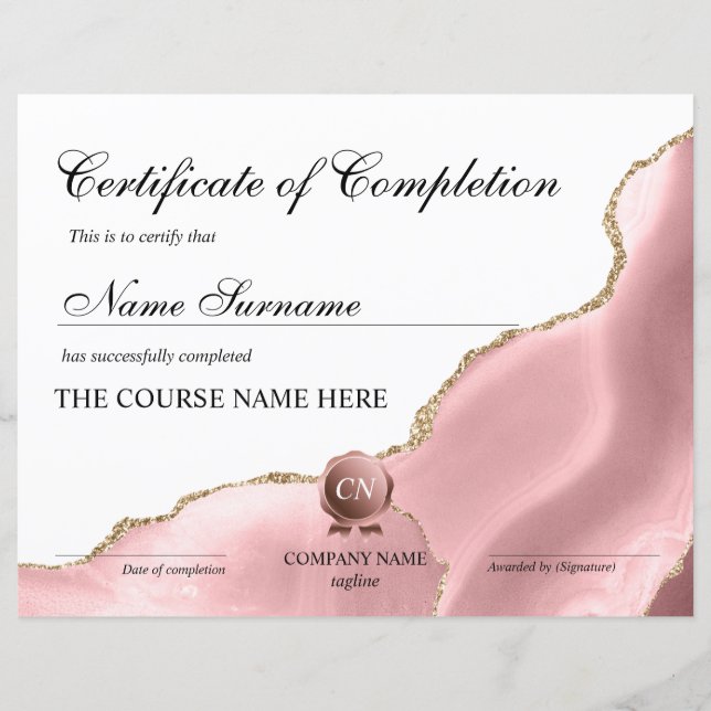 Abschluss des Abschlusszertifikats (Vorderseite)