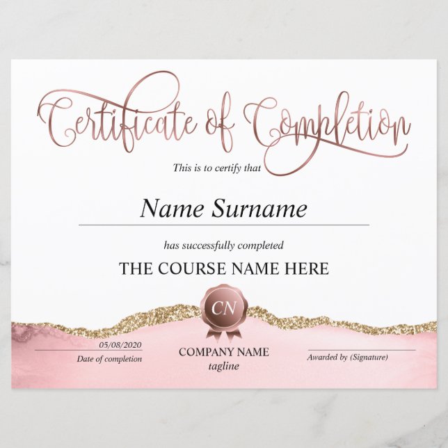 Abschluss des Abschlusszertifikats (Vorderseite)