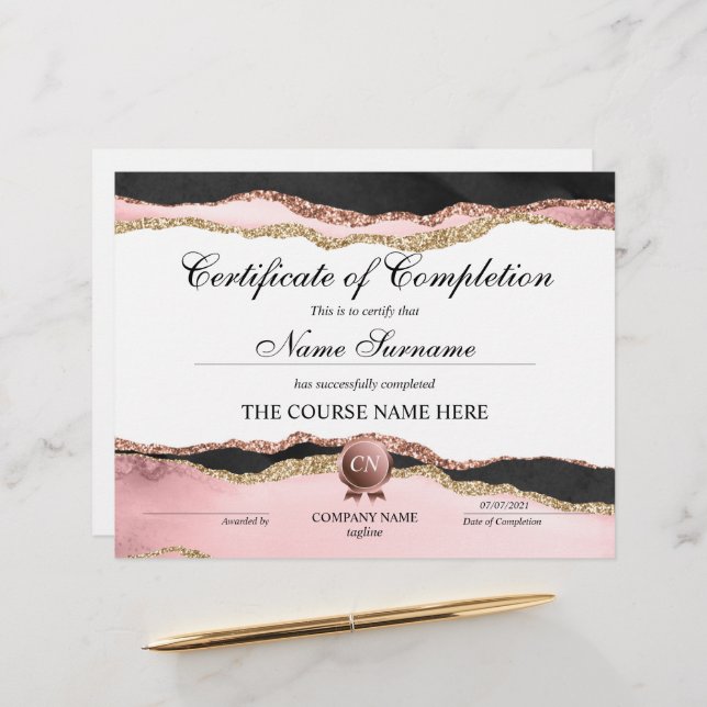 Abschluss des Abschlusszertifikats (Vorderseite/Rückseite Beispiel)