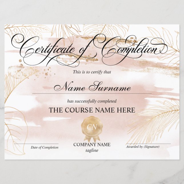 Abschluss des Abschlusszertifikats (Vorderseite)