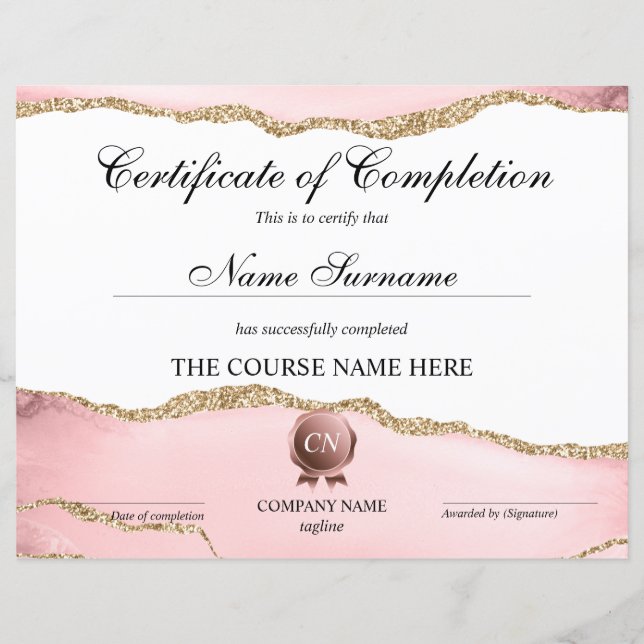 Abschluss des Abschlusszertifikats (Vorderseite)