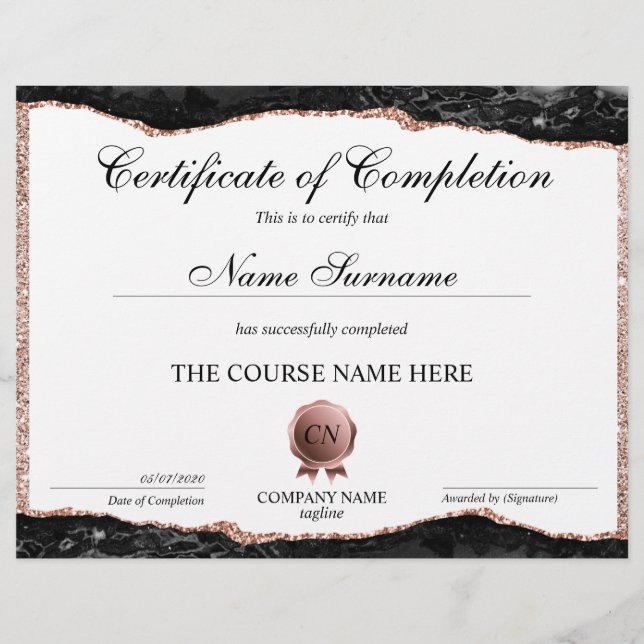 Abschluss des Abschlusszertifikats (Vorderseite)