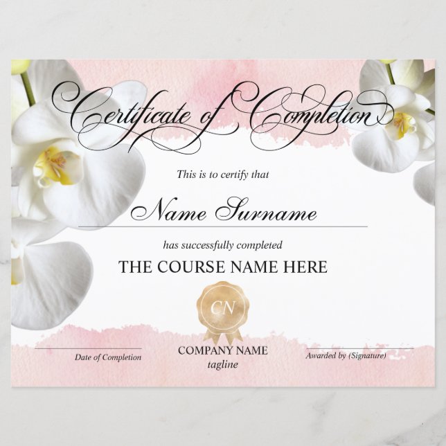 Abschluss des Abschlusszertifikats (Vorderseite)