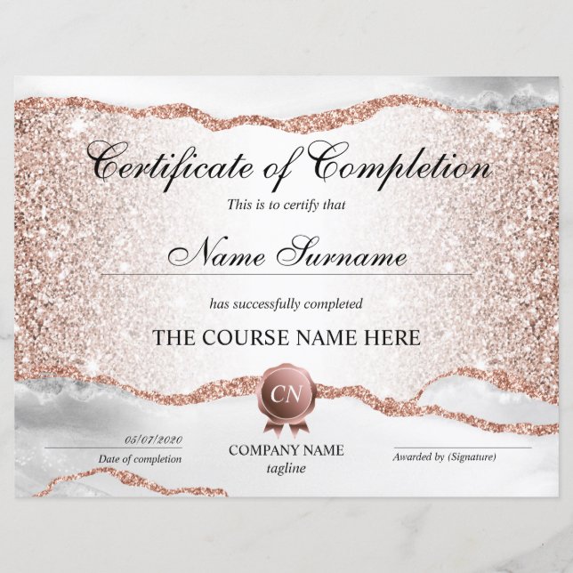 Abschluss des Abschlusszertifikats (Vorderseite)