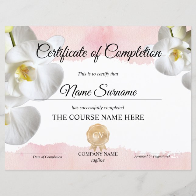 Abschluss des Abschlusszertifikats (Vorderseite)