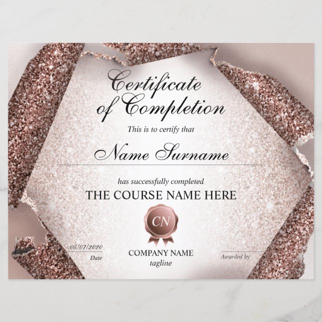 Abschluss des Abschlusszertifikats (Vorderseite)