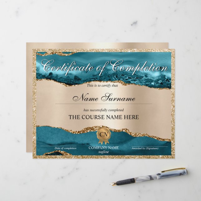 Abschluss des Abschlusszertifikats (Vorderseite/Rückseite Beispiel)