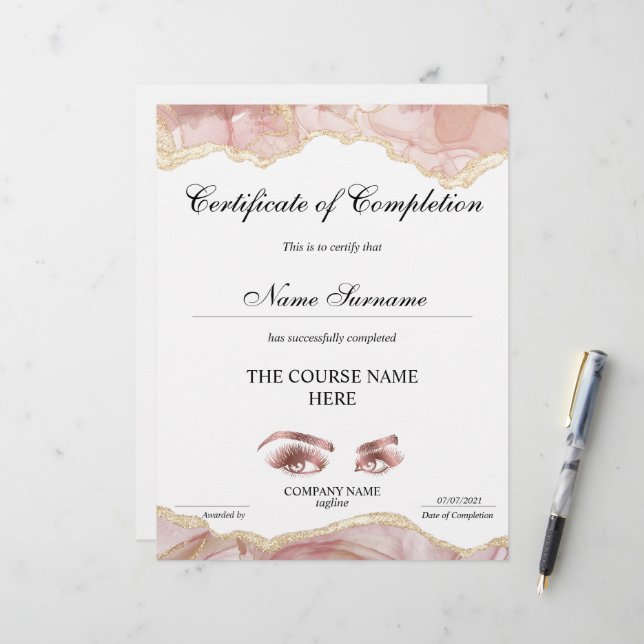 Abschluss des Abschlusszertifikats (Vorderseite/Rückseite Beispiel)