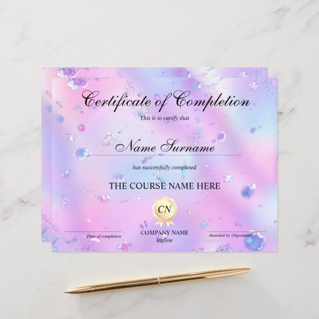 Abschluss des Abschlusszertifikats (Vorderseite/Rückseite Beispiel)