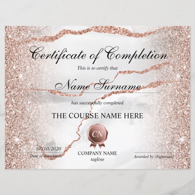 Abschluss des Abschlusszertifikats (Vorderseite)