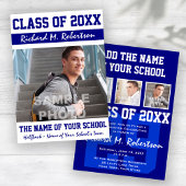 Abschluss des Blue White Sporty Typ Varsity Number Einladung