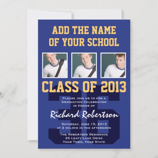 Abschluss des Fußballspielers einheitliche Nummer Einladung (Vorderseite)