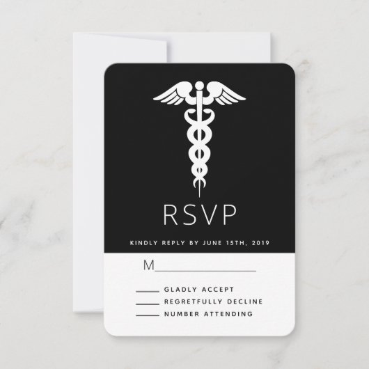 Abschluss des Medical Symbol White Caduceus RSVP Karte (Vorderseite)