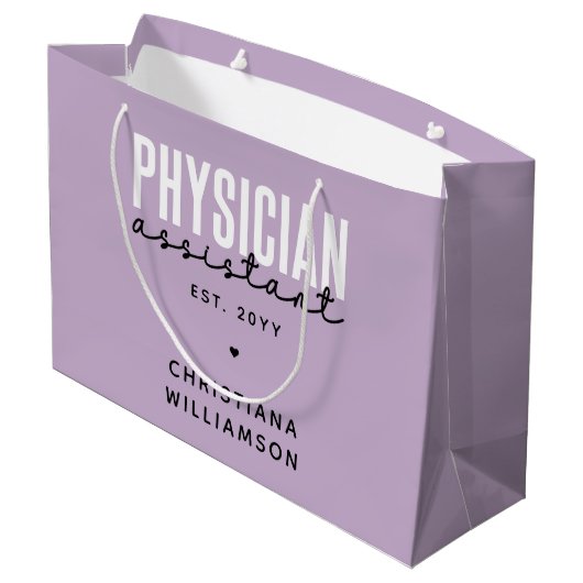 Abschluss des personalisierten Arztes Große Geschenktüte (Rückseite Schrägansicht)