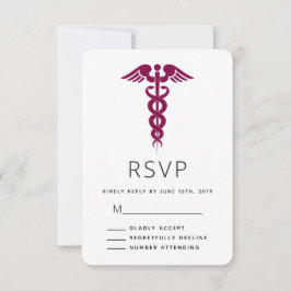 Abschluss des roten Caduceus Medical Symbol RSVP Karte