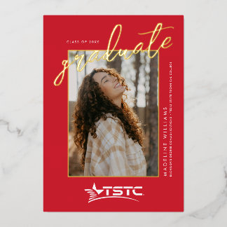 Abschluss des Texas State Technical College Folieneinladung