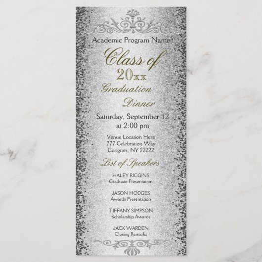 Abschluss Dinner Einladung Silber (Vorderseite)