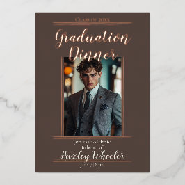 Abschluss Dinner/Mittagessen, Kupfer-Mocha-Farbe, Folieneinladung