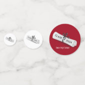 Abschluss-Diplom 2025 in Weiß und Rot Konfetti (Rückseiten)