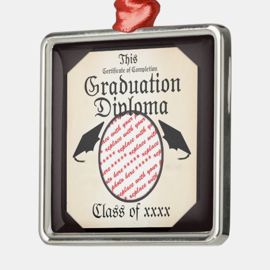 Abschluss Diploma Foto Frame Ornament Aus Metall (Links)