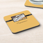 Abschluss Diploma, Schwarz, Gold, Square Gift Untersetzer (Linke Seite)