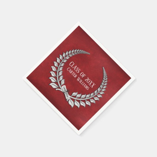 Abschluss Diploma Silver Laurel auf Red Serviette (Ecke)