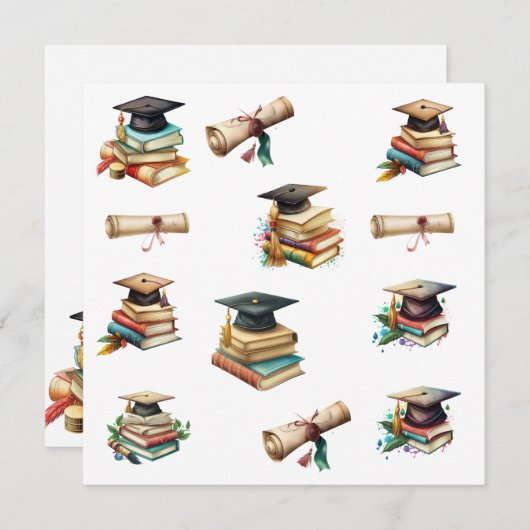 Abschluss-Diplomkarte Einladung (Vorne/Hinten)